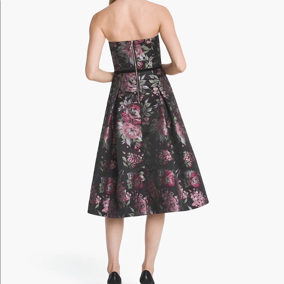 Strapless Floral Jacquard Fit-And-Flare Dress - Picture 2 of 9